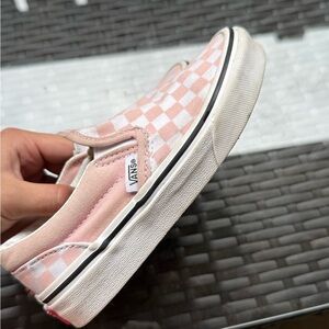 Vans Kids Pink and White Checkered Slip-On Sneakers